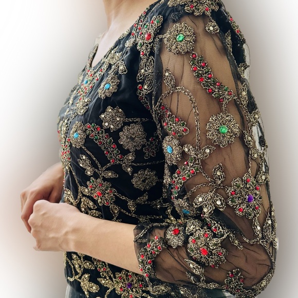 Traditional Pakistani Indian lehenga choli in black eid formal wear - Picture 3 of 7